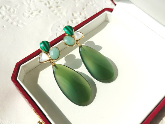 Amazonite & Rose Quartz Dripping Dangles