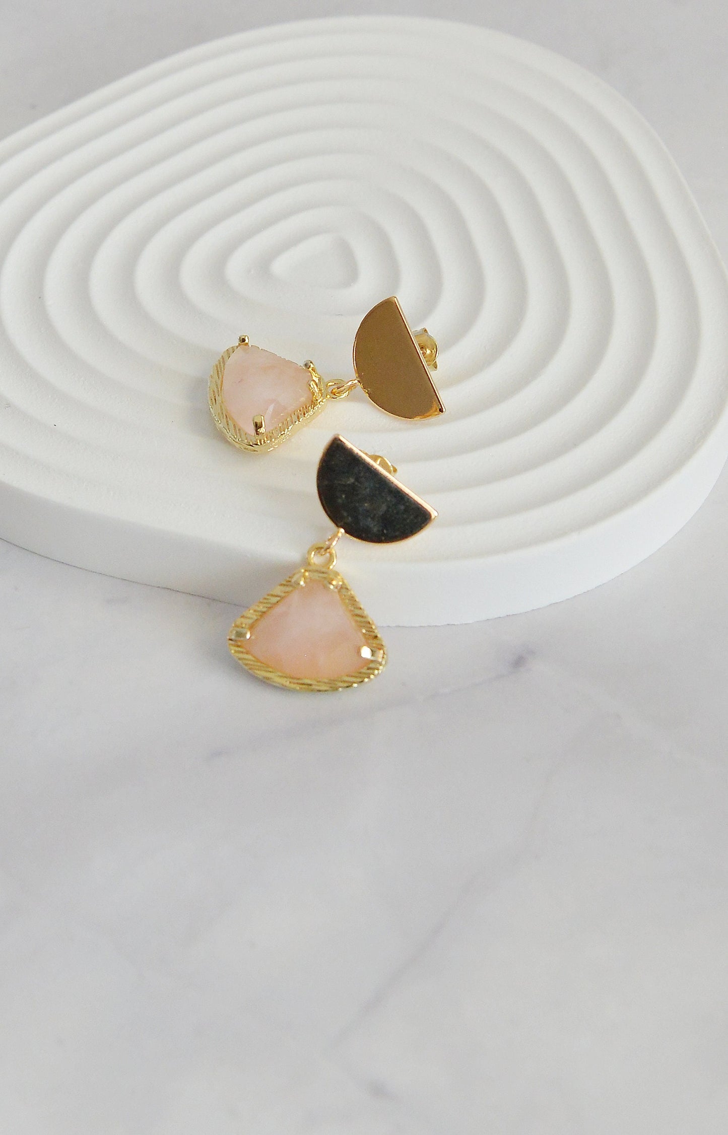 Mixed Gemstone Fan-Shape Drop Earrings