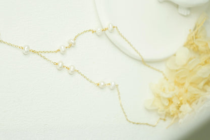 Raw Amethyst & Pearl Wire Wrapped Necklace