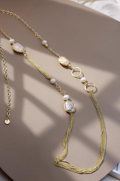 90cm Multiway Baroque Square Pearl Chain