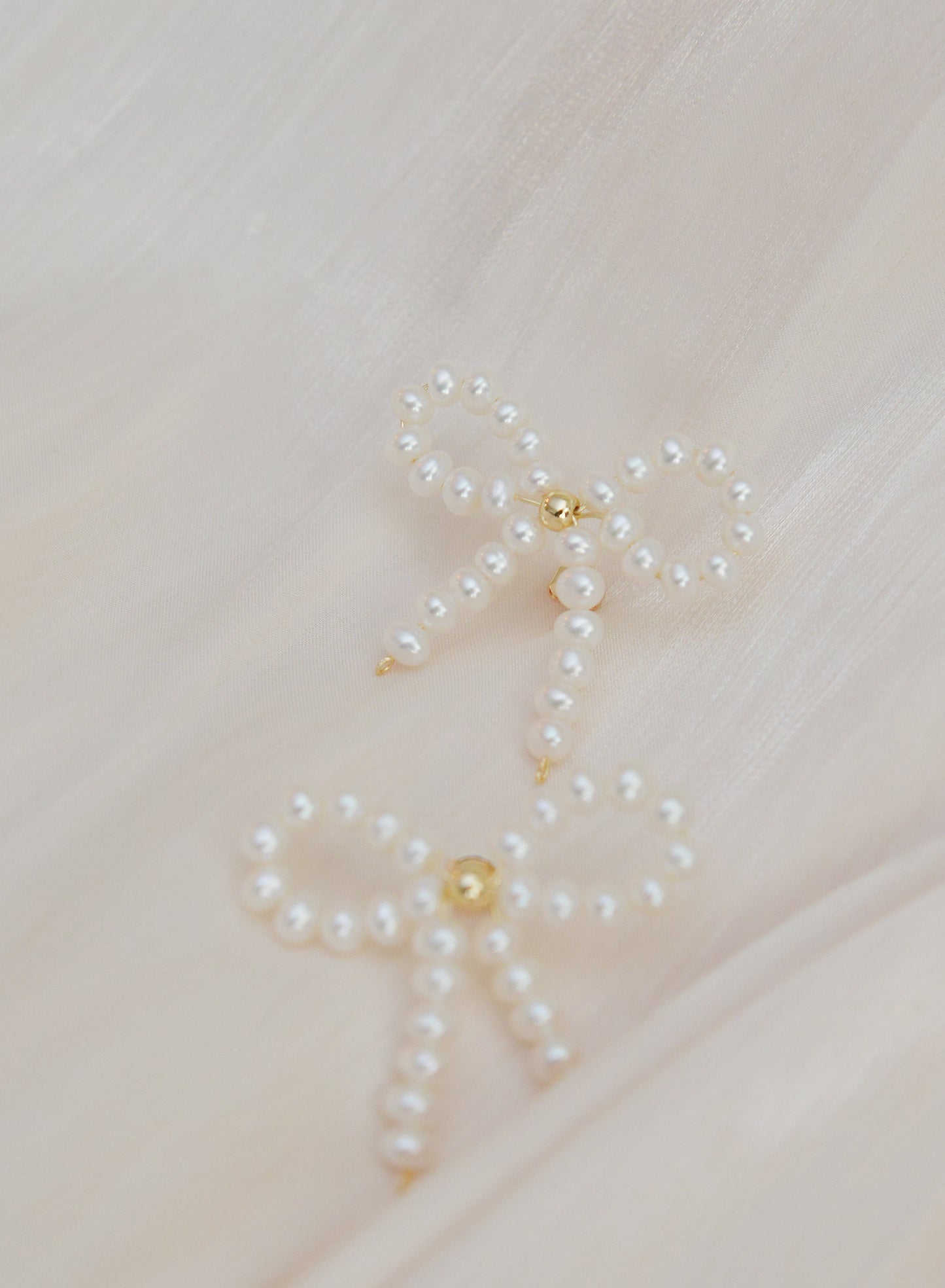 Handmade Mini Pearl Bow Studs