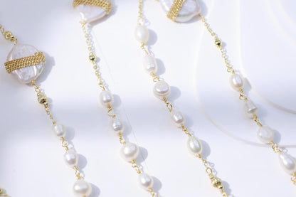 Embellished Baroque Pearl Layered Sweater Chain