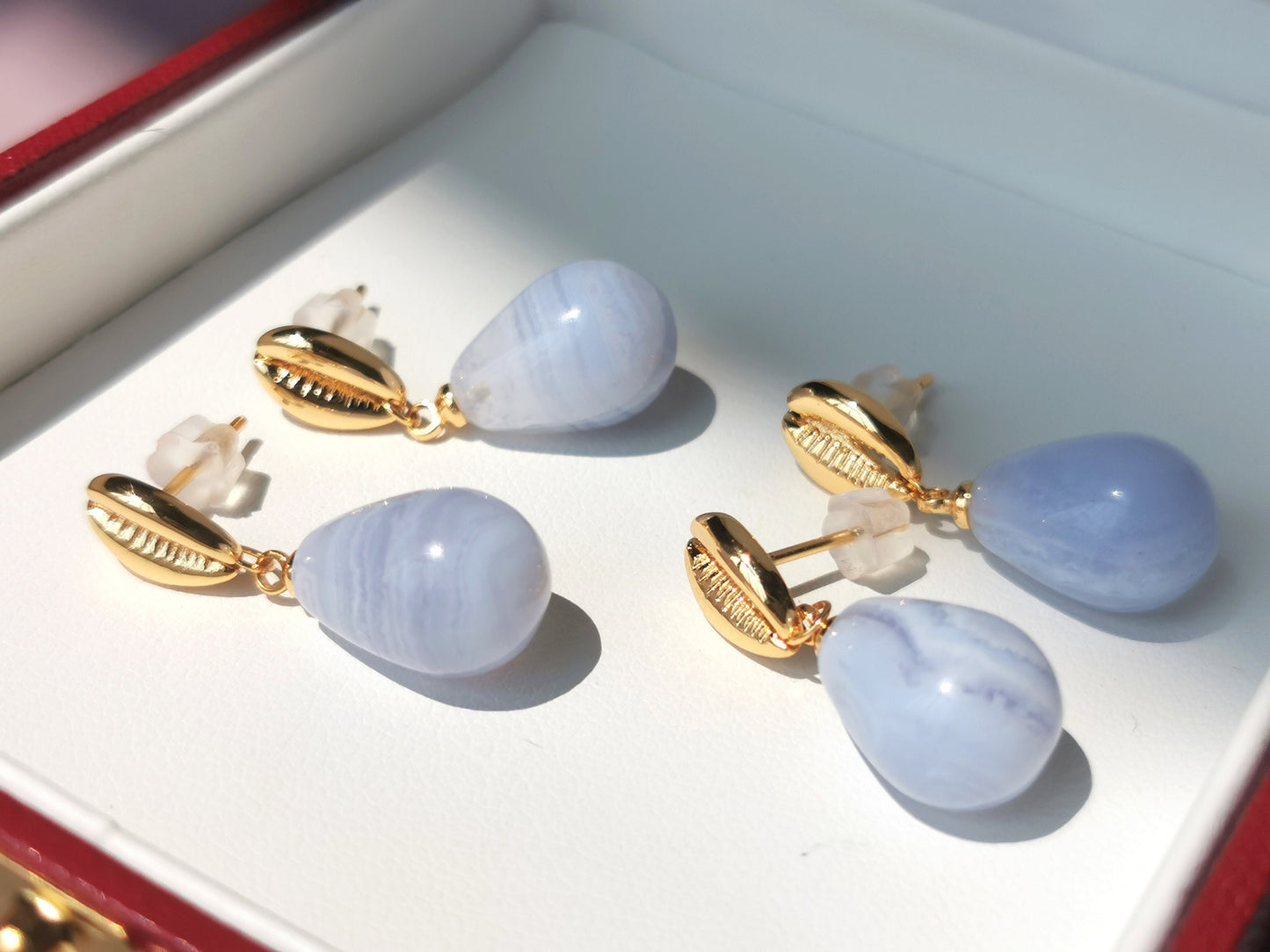 Blue Lace Agate Drop Earrings