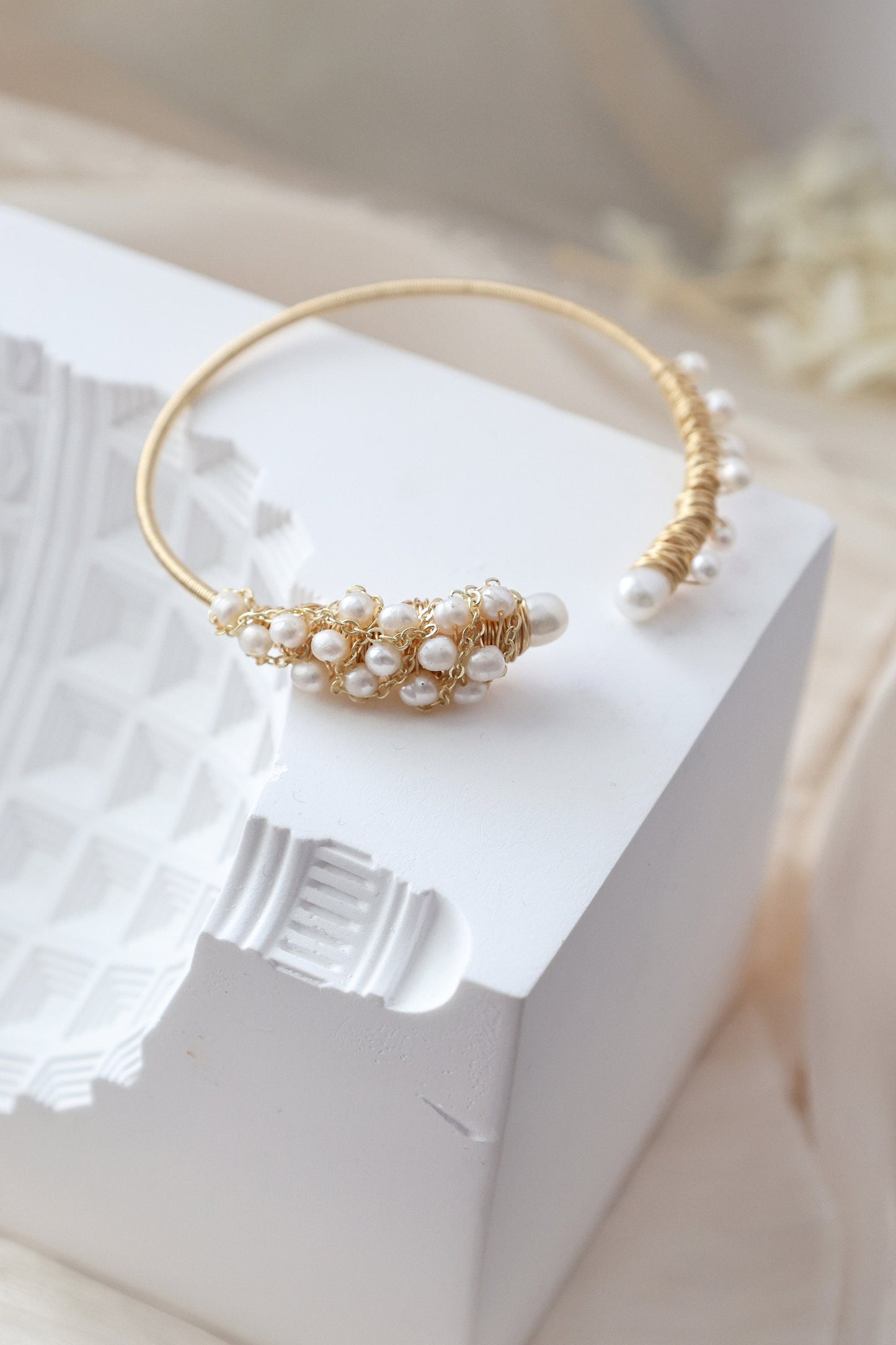 "Bunch of Grapes" Pearl Cluster Cuff Bangle