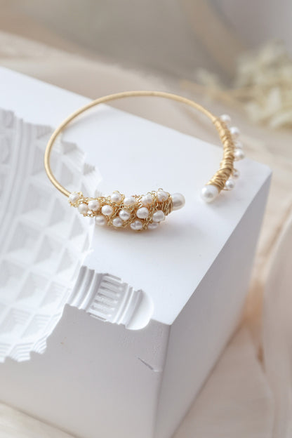 "Bunch of Grapes" Pearl Cluster Cuff Bangle