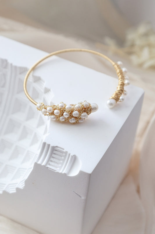 "Bunch of Grapes" Pearl Cluster Cuff Bangle