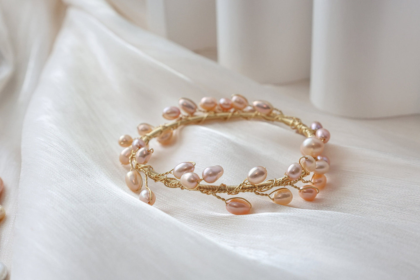 Greek Goddess Pearl Vine Cuff Bracelet