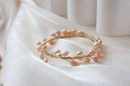 Greek Goddess Pearl Vine Cuff Bracelet