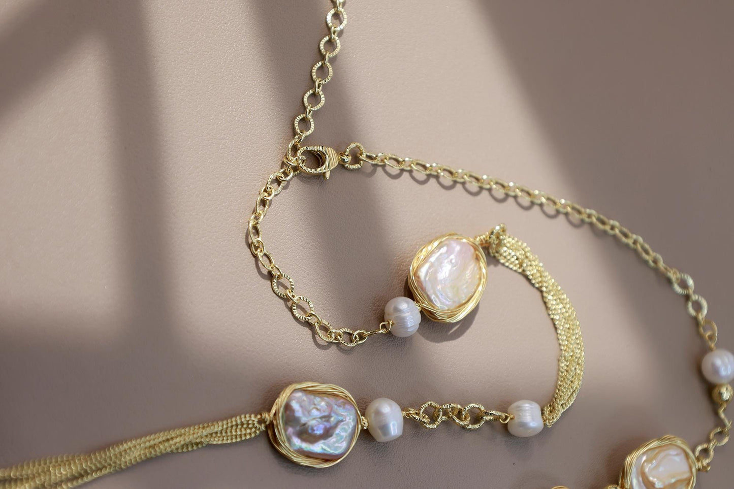 90cm Multiway Baroque Square Pearl Chain