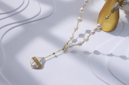 Embellished Baroque Pearl Layered Sweater Chain