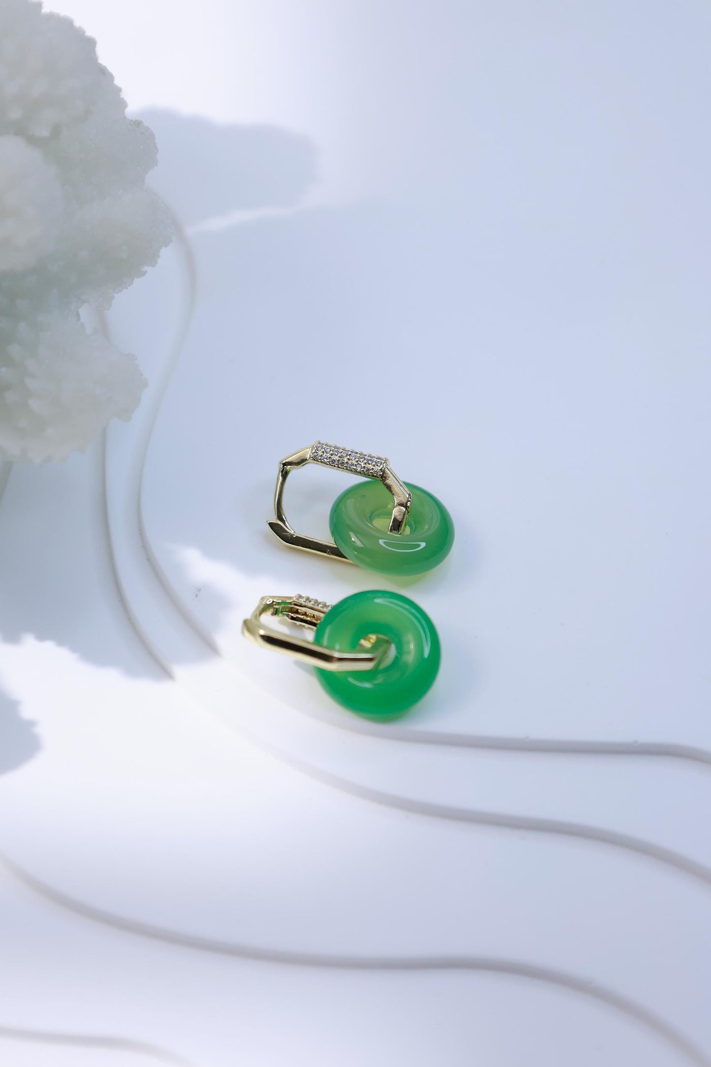 Green Agate Elegant Hoop Earrings