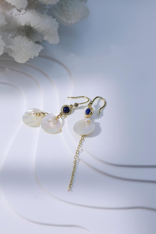 Mismatched Lapis Lazuli & Shell Dangles