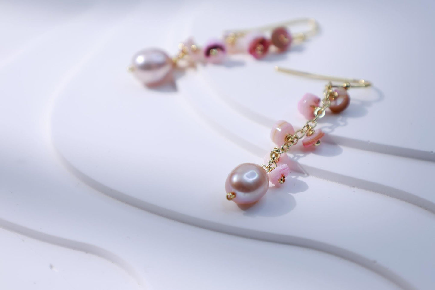 Pink Shell & Pearl Tassel Dangles