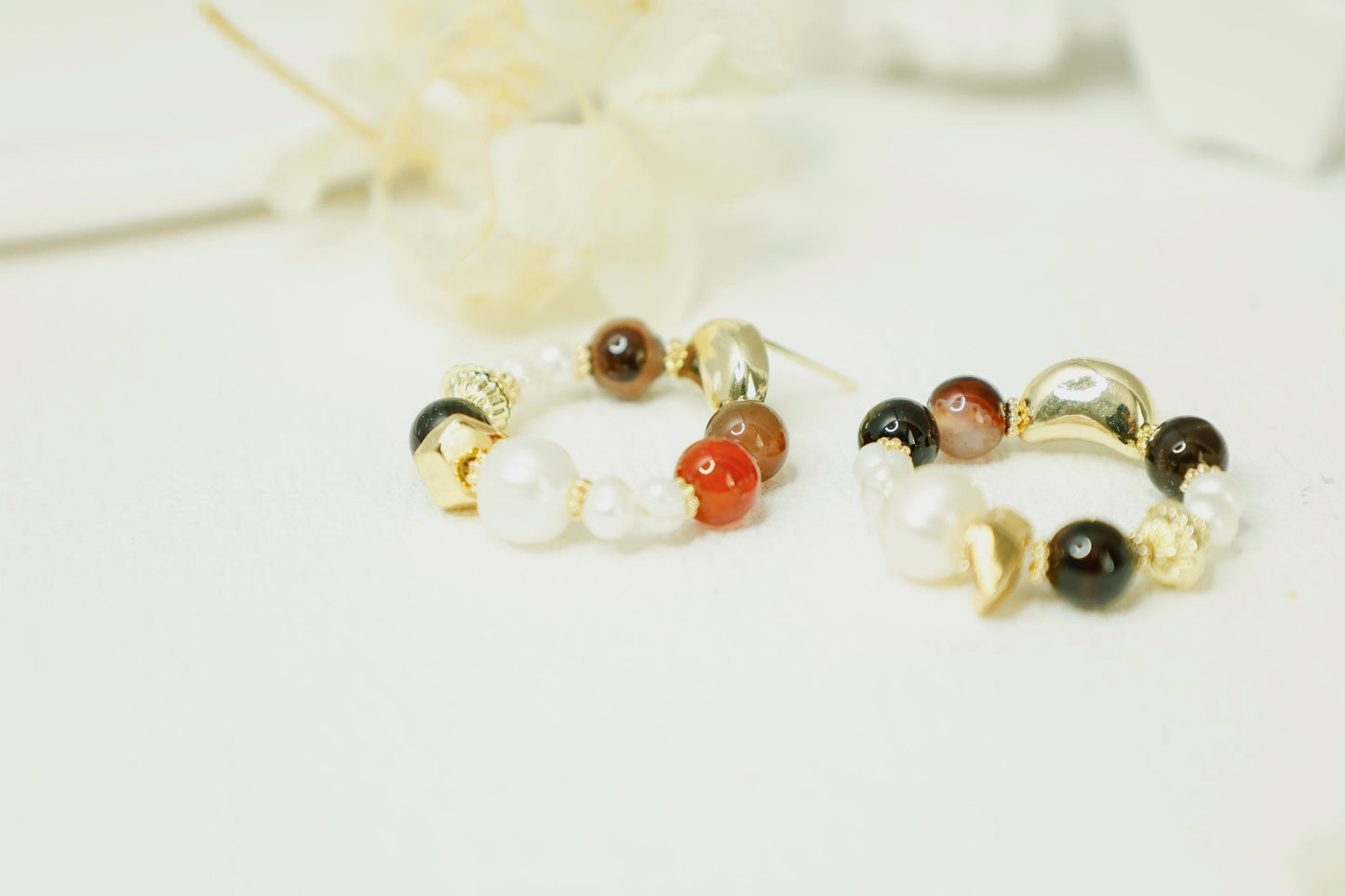 Vibrant Mixed Gemstone Pearl Hoops
