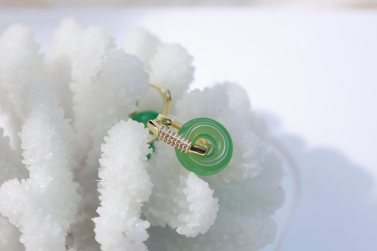 Green Agate Elegant Hoop Earrings