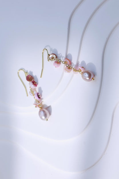 Pink Shell & Pearl Tassel Dangles