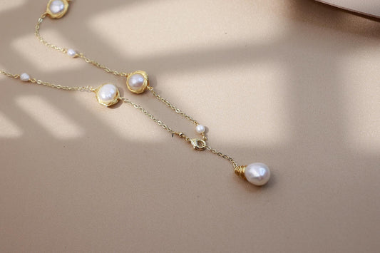 Artisan Shell Flower & Pearl Torque Choker