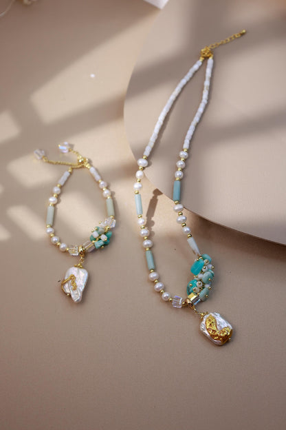Hand-Painted Gold Foil Amazonite Set