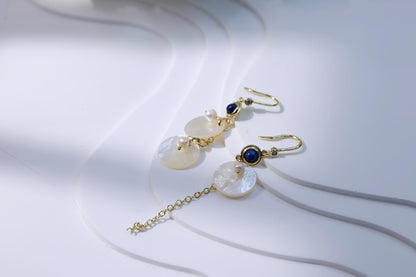 Mismatched Lapis Lazuli & Shell Dangles