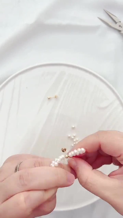 Handmade Mini Pearl Bow Studs