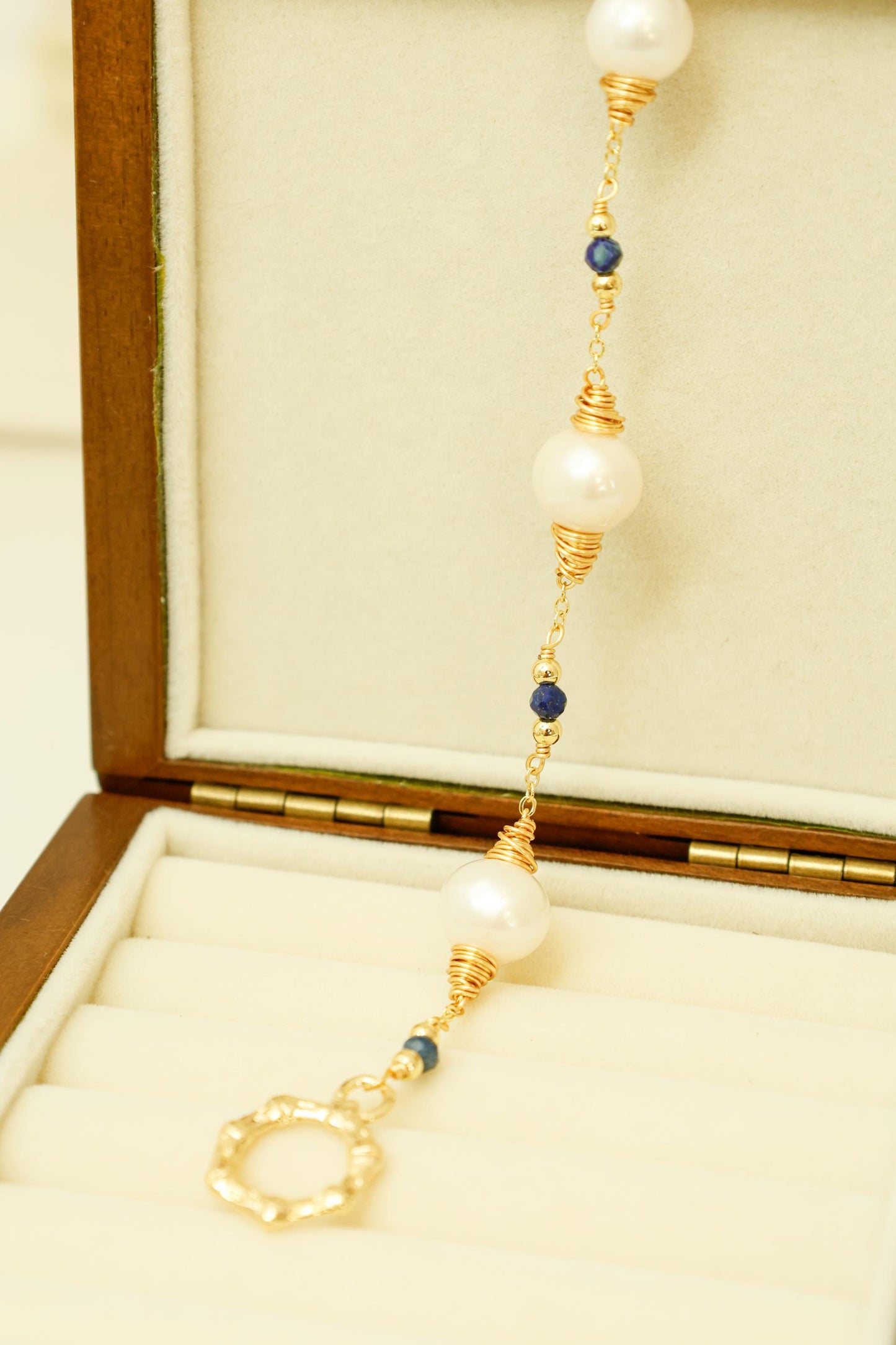Lapis Lazuli & Baroque Pearl Spiral Bracelet
