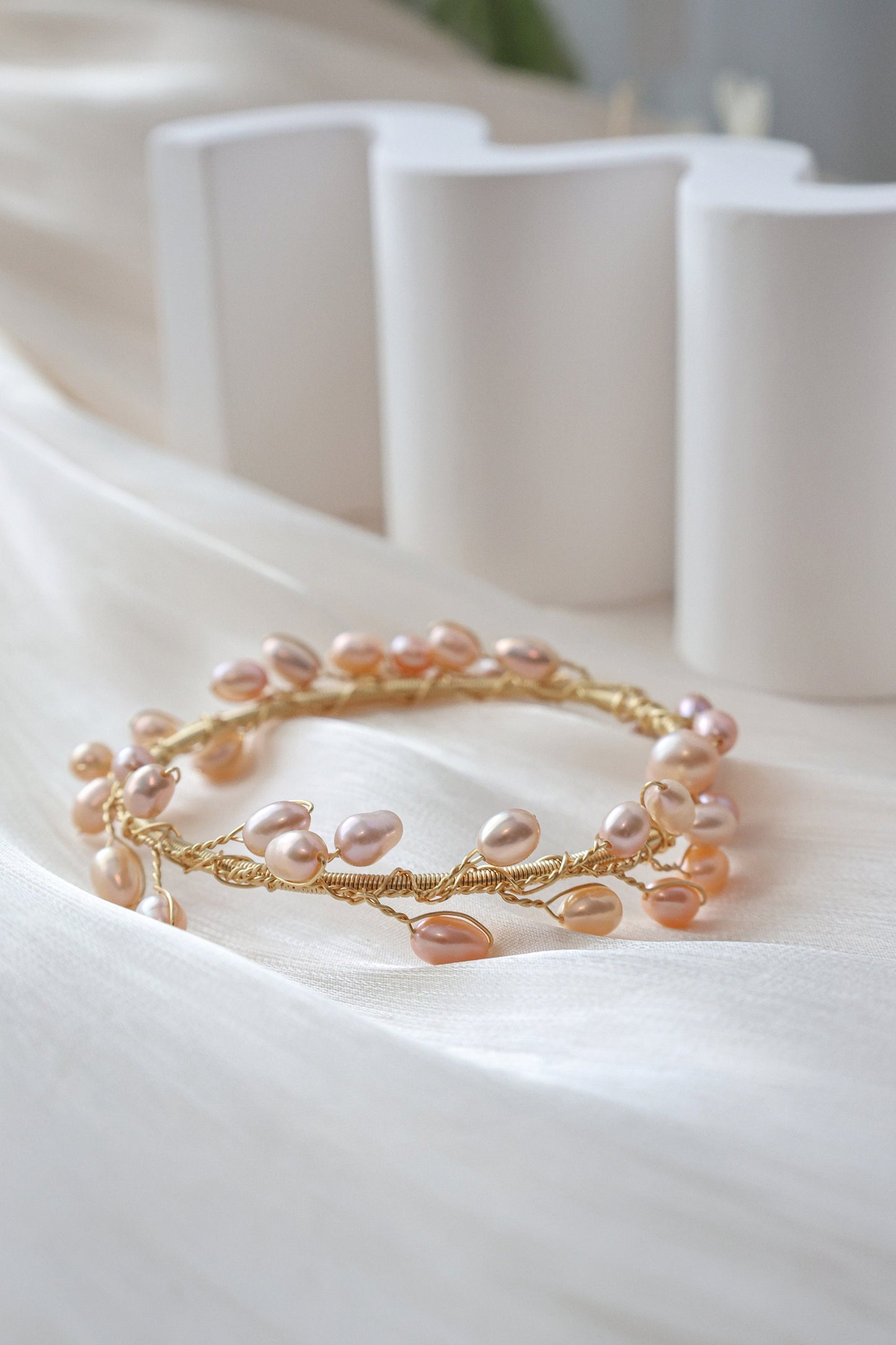 Greek Goddess Pearl Vine Cuff Bracelet