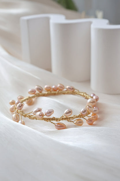 Greek Goddess Pearl Vine Cuff Bracelet