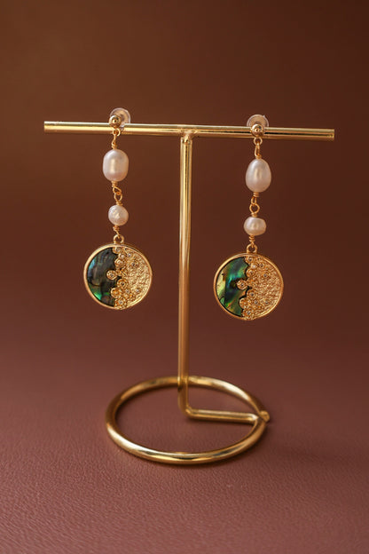 Abalone Shell & Pearl Botanical Dangles