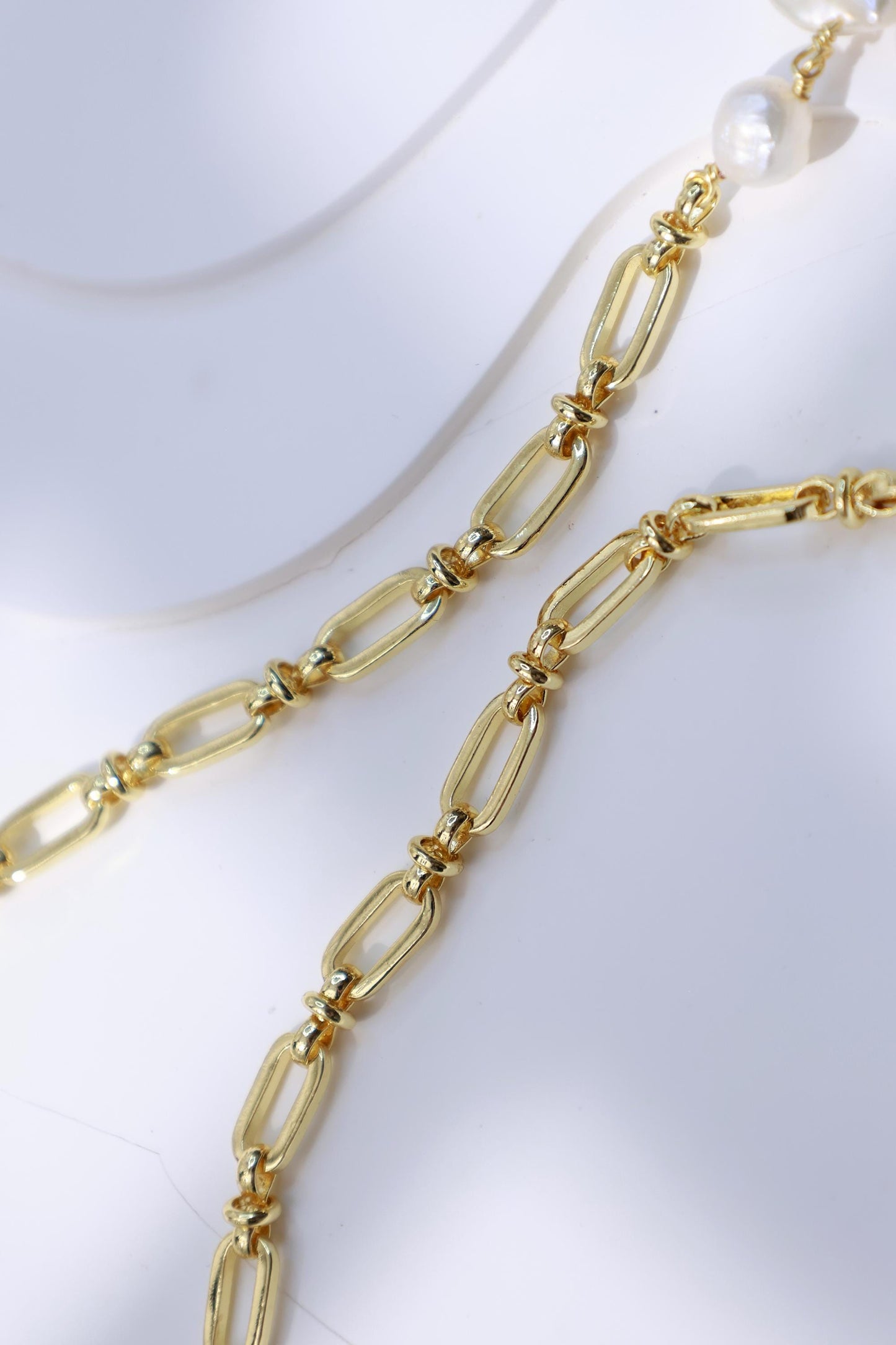 Baroque Coin Pearl Paperclip Chain Necklace