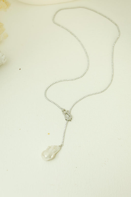 Adjustable Baroque Pearl Lariat Necklace