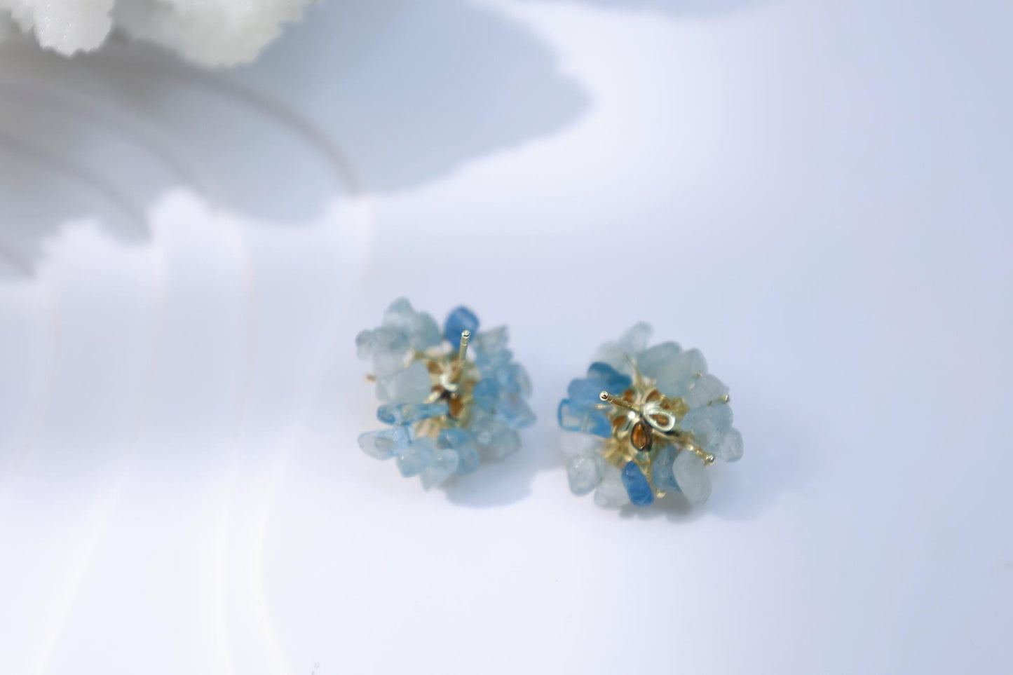 Aquamarine & Pearl Miniature Flower Studs