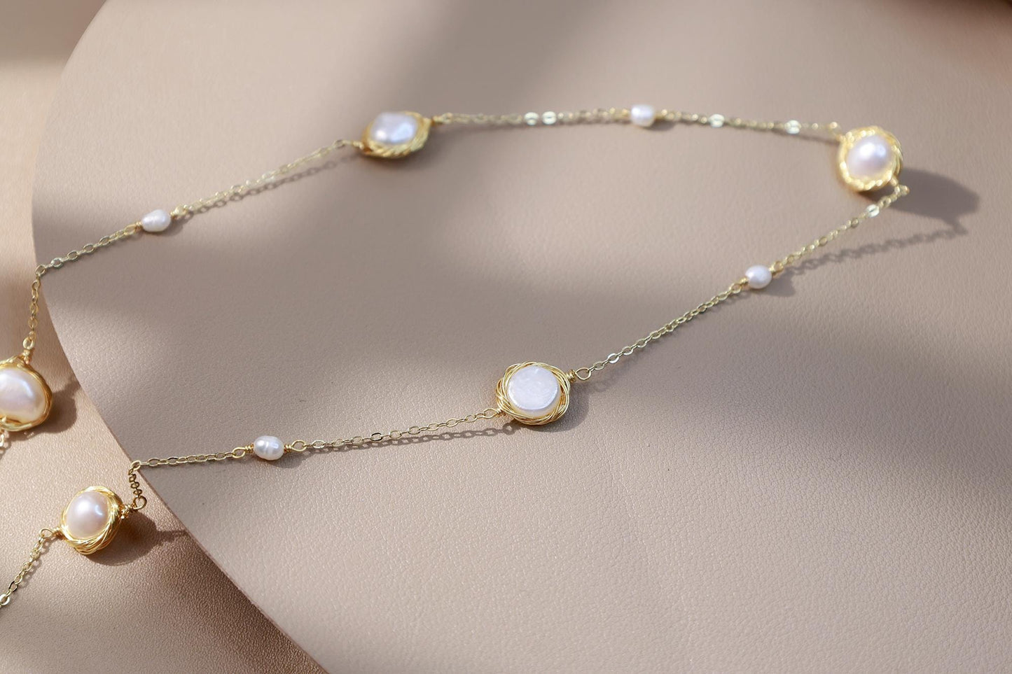 Artisan Shell Flower & Pearl Torque Choker