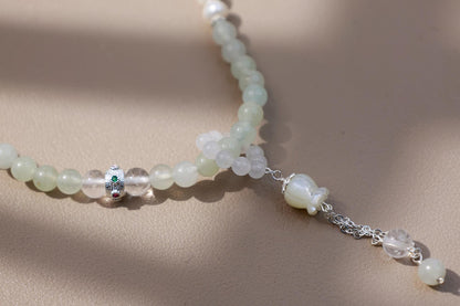 Buddhist Prayer Wheel Jade & Pearl Bracelet