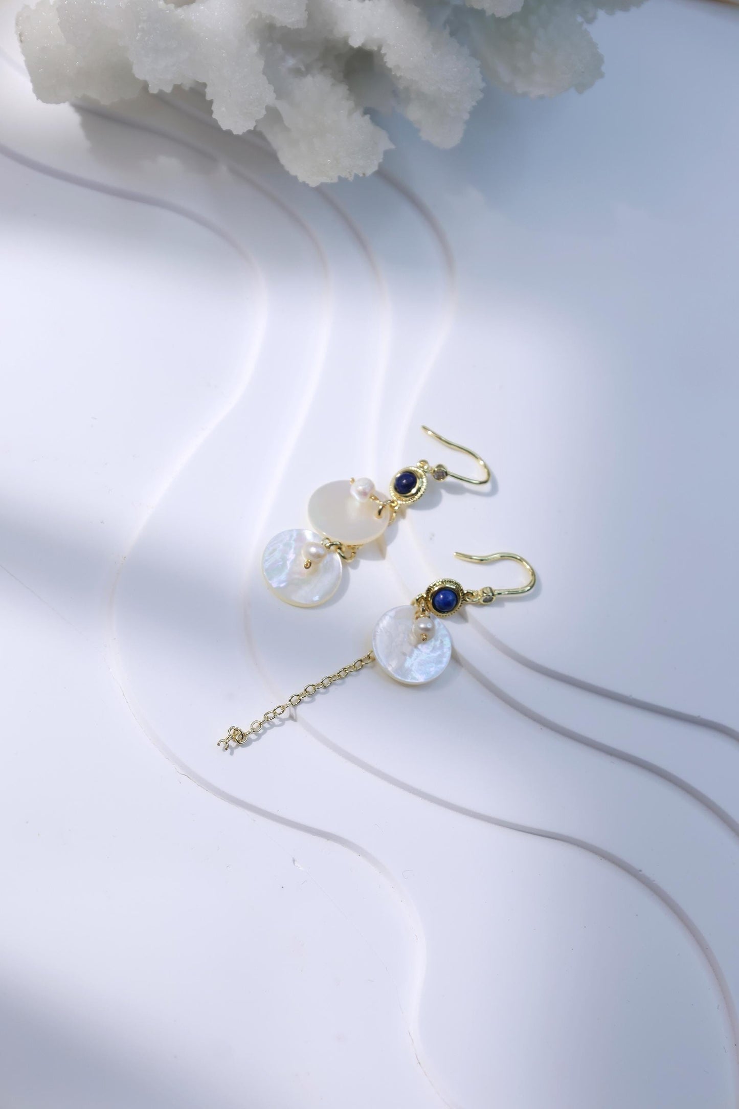 Mismatched Lapis Lazuli & Shell Dangles