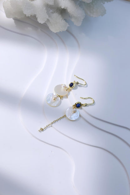 Mismatched Lapis Lazuli & Shell Dangles