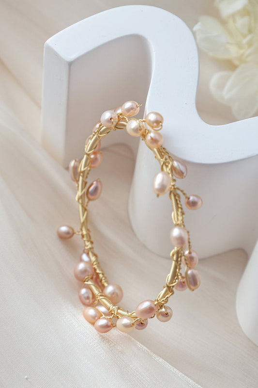 Greek Goddess Pearl Vine Cuff Bracelet
