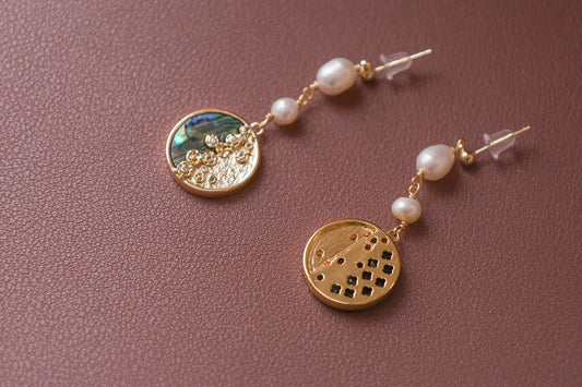 Abalone Shell & Pearl Botanical Dangles