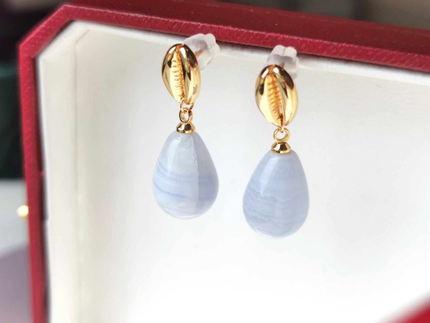 Blue Lace Agate Drop Earrings