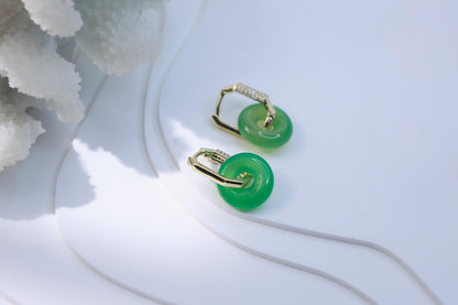 Green Agate Elegant Hoop Earrings