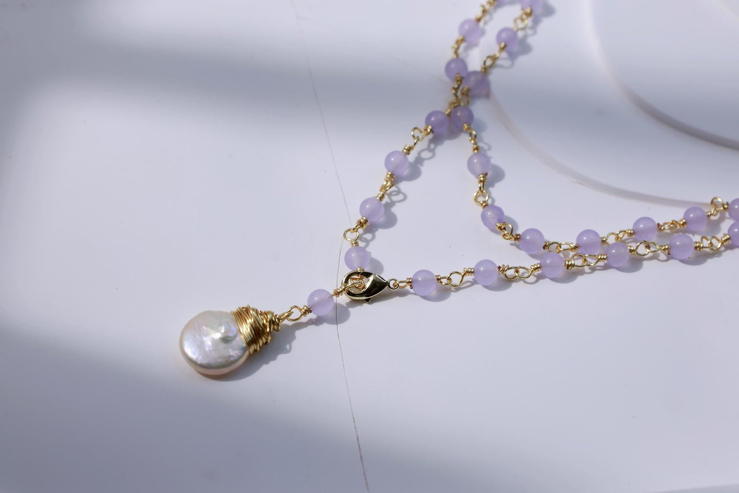 Purple Agate & Baroque Pearl 2-in-1 Necklace