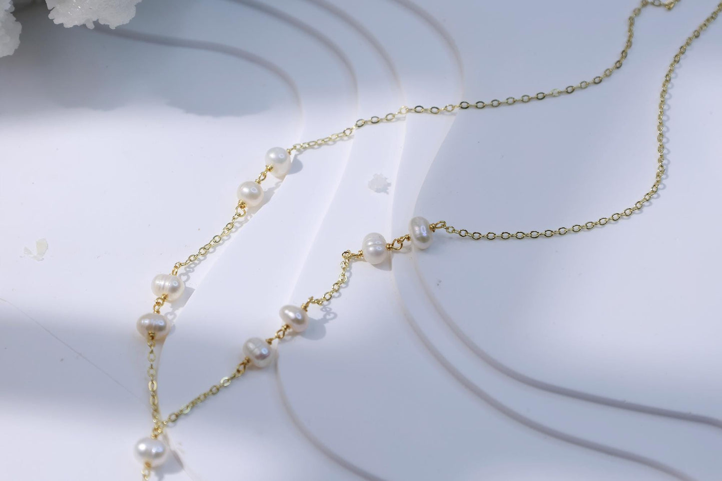 Raw Amethyst & Pearl Y-Lariat Necklace
