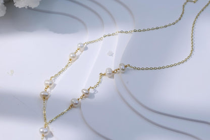 Raw Amethyst & Pearl Y-Lariat Necklace
