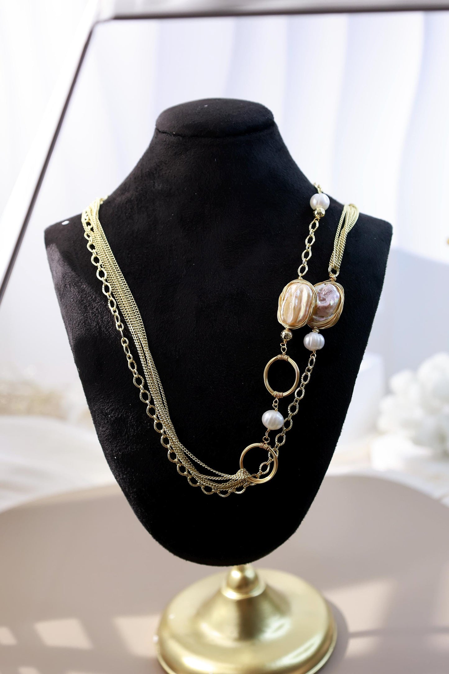 90cm Multiway Baroque Square Pearl Chain