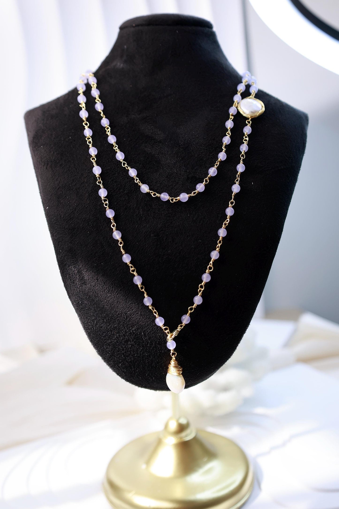 Purple Agate & Baroque Pearl 2-in-1 Necklace