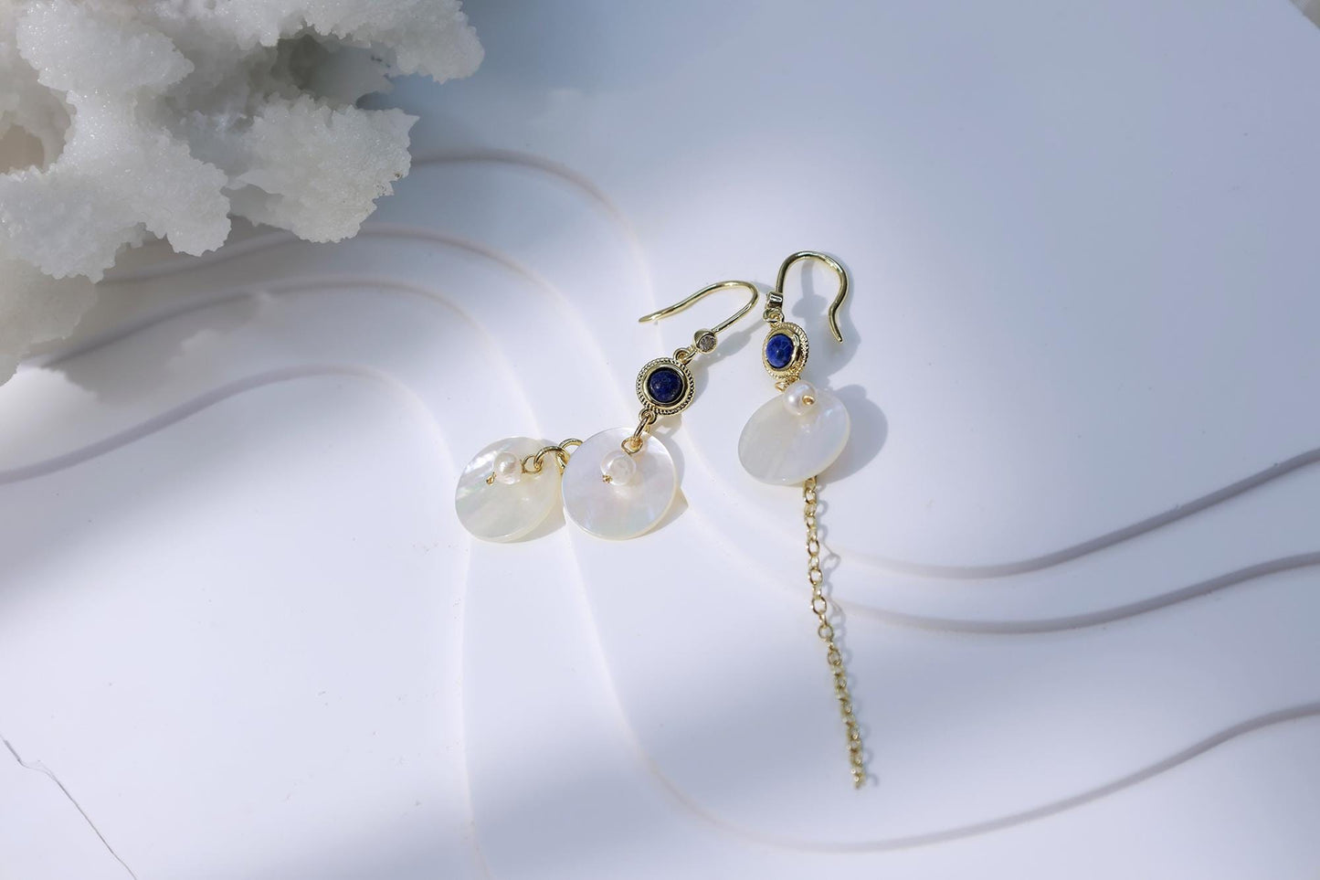 Mismatched Lapis Lazuli & Shell Dangles