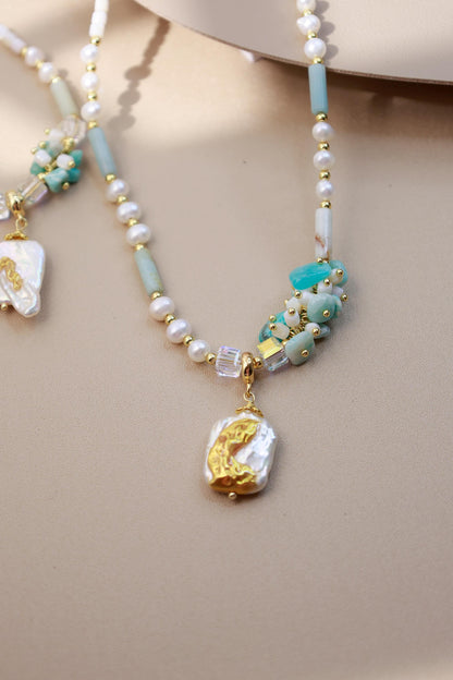 Hand-Painted Gold Foil Amazonite Set