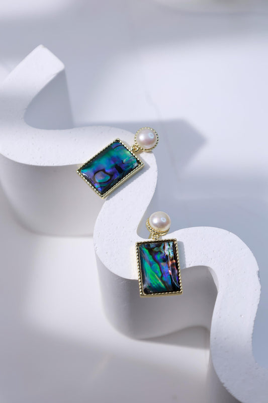 Abalone & Pearl Rectangular Studs