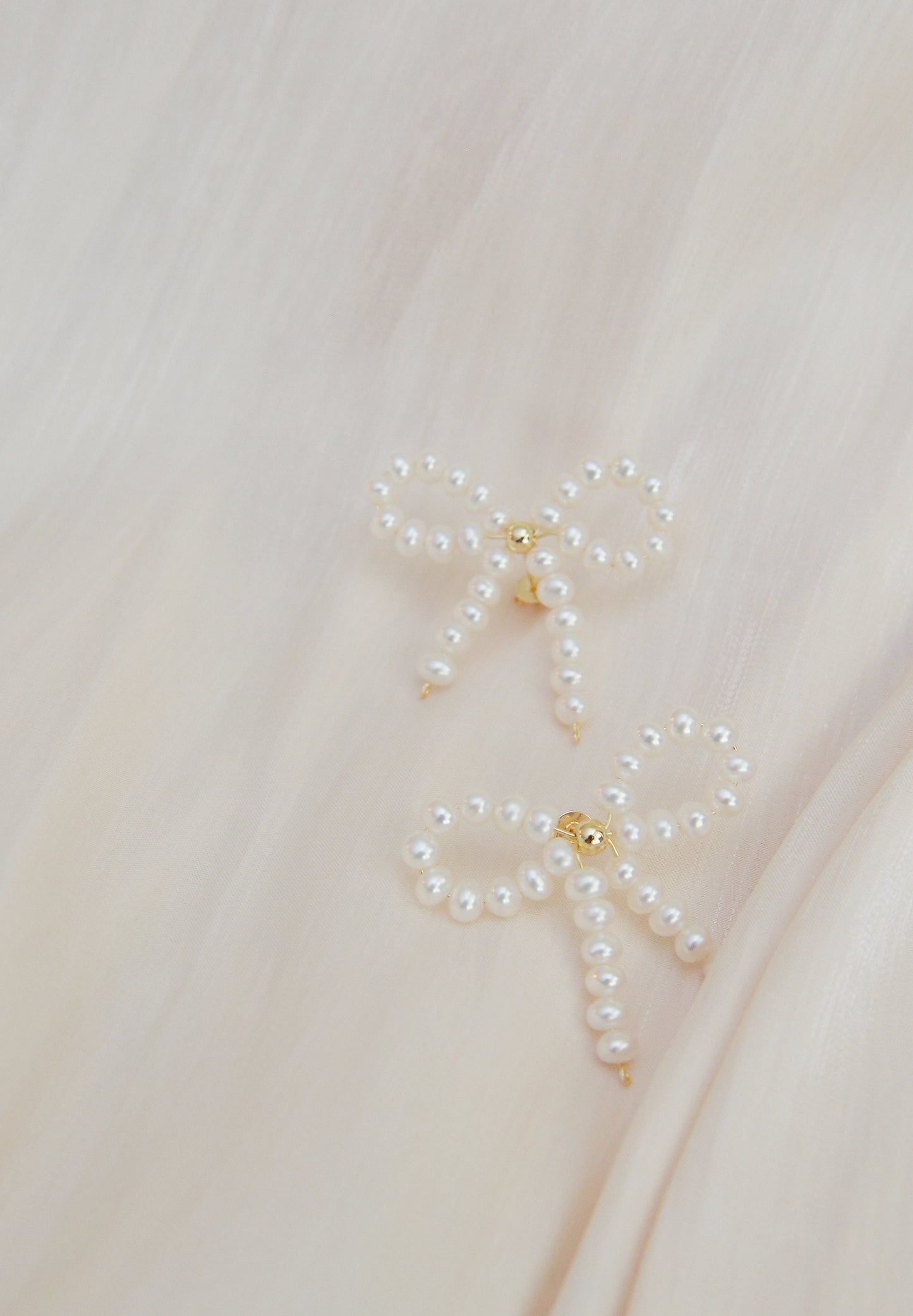 Handmade Mini Pearl Bow Studs