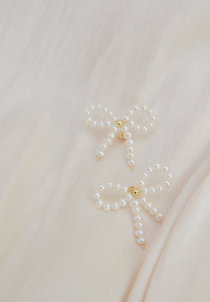 Handmade Mini Pearl Bow Studs