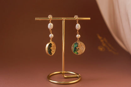 Abalone Shell & Pearl Botanical Dangles